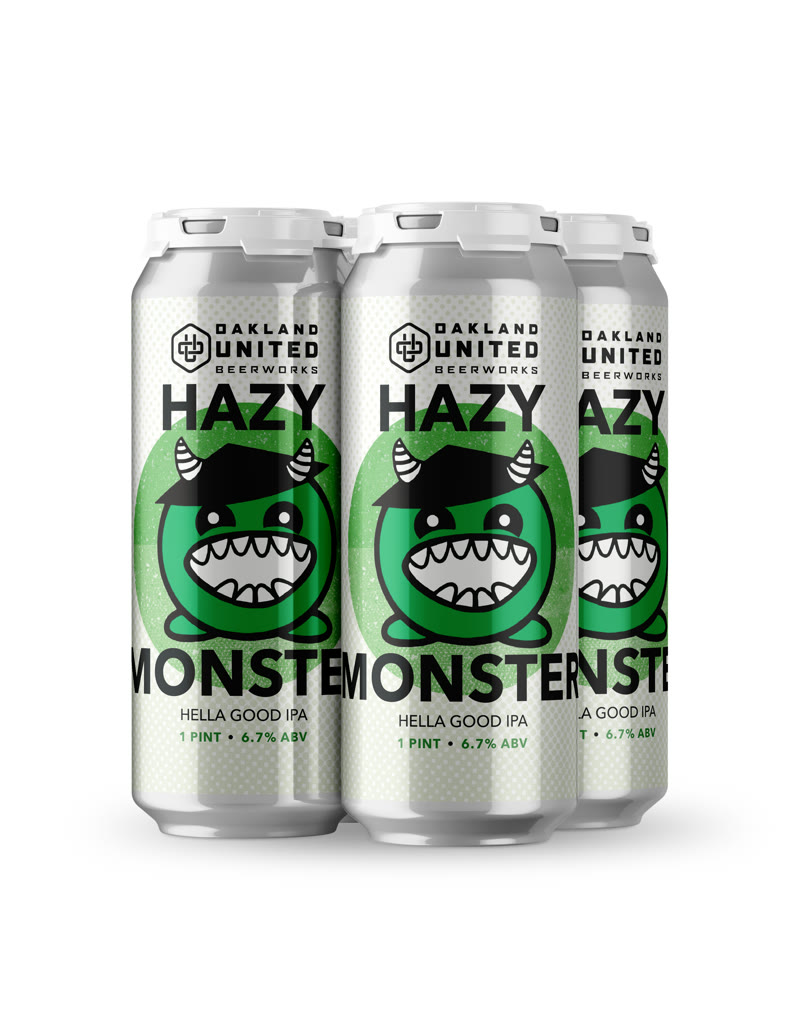 Hazy Monster IPA cans by Oakland United Beerworks